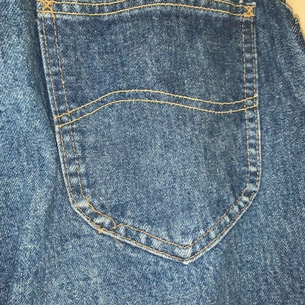 VINTAGE LEE BLUE JEANS WIDE THIGH STRAIGHT LEG 80S SCHOOL 15 MEDIUM MOMCORE - Picture 11 of 11